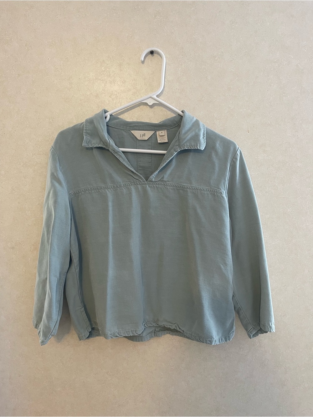 J. Jill Light Light Blue Women's Pullover Shirt - Casual Collared Top Size M